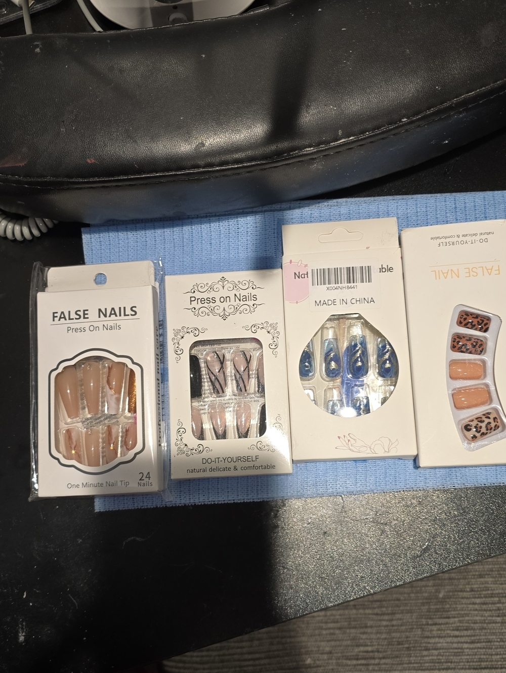 Press On Nails - Blue Teardrop Design by(4) Packs Different Sizes